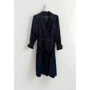 Mason Trench Coat Women’s‎ Size 2 Navy Blue Tencel And Silk Belted
